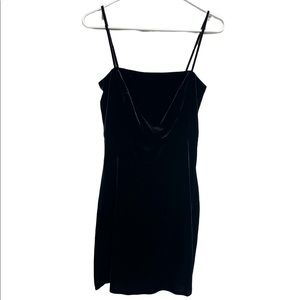 L’AGENCE black velvet strappy mini dress
